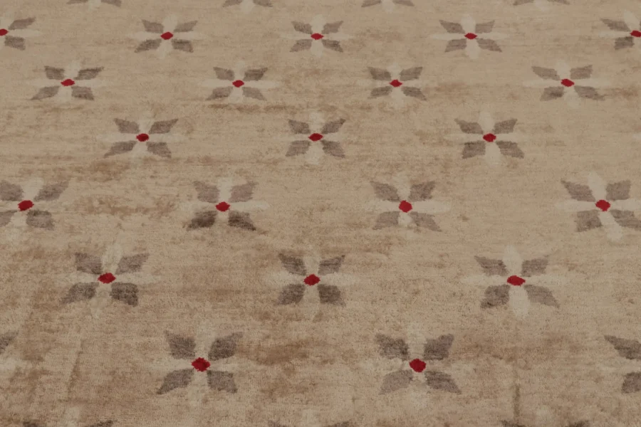 French Art Deco Floral Square Rug