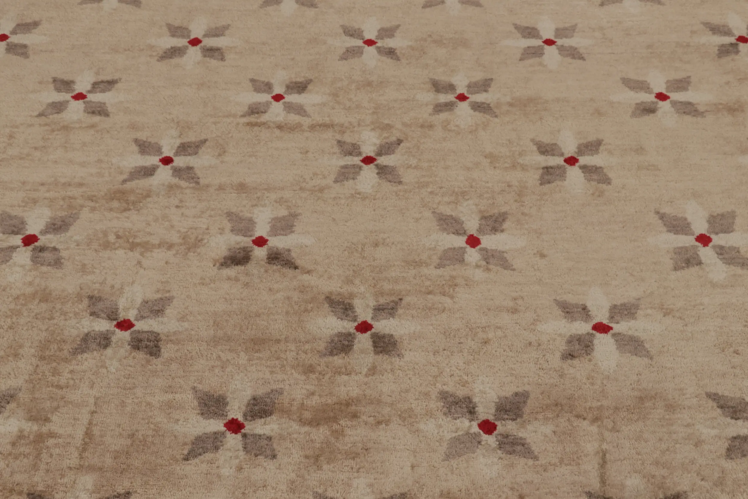 French Art Deco Floral Square Rug