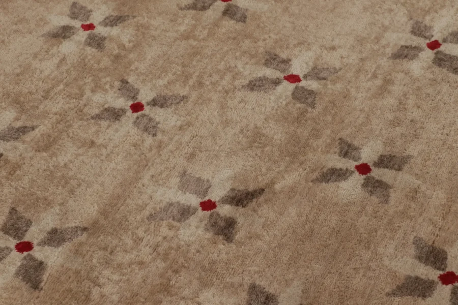 French Art Deco Floral Square Rug