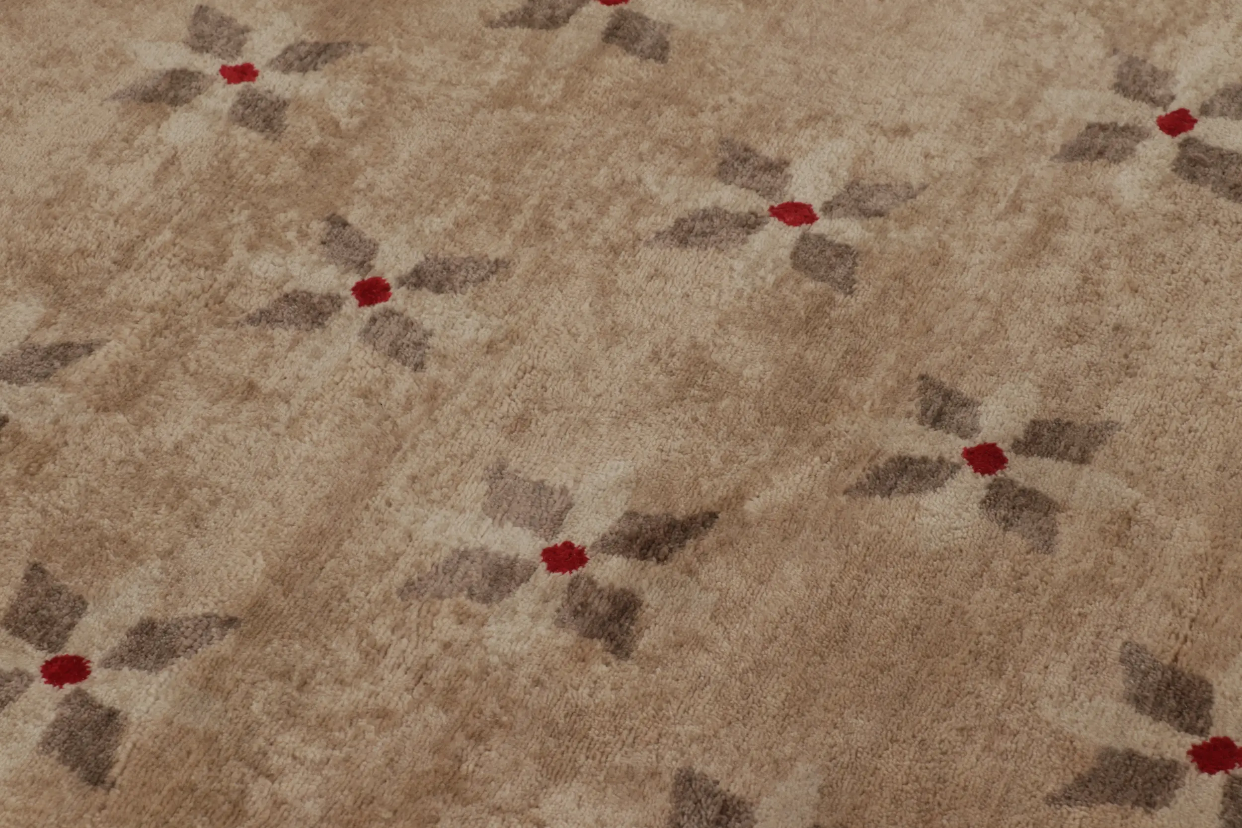 French Art Deco Floral Square Rug