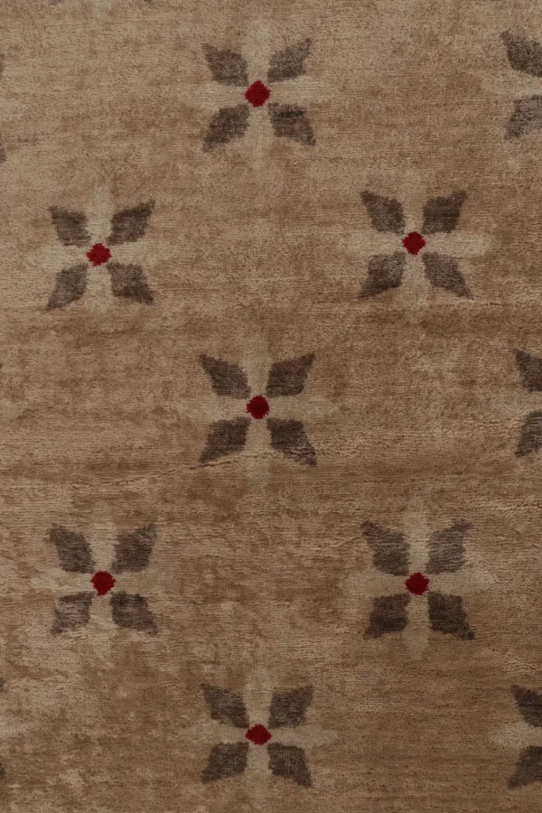 French Art Deco Floral Square Rug