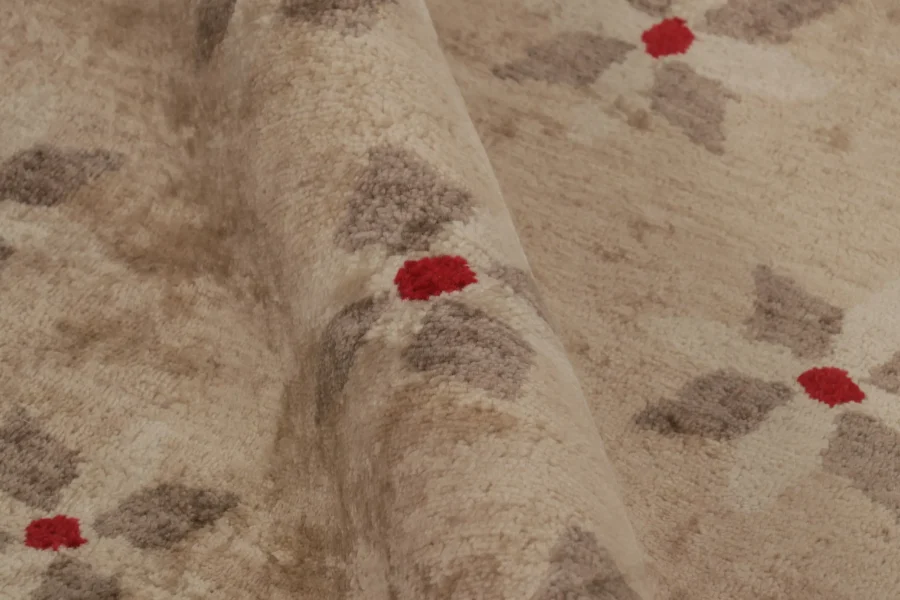 French Art Deco Floral Square Rug