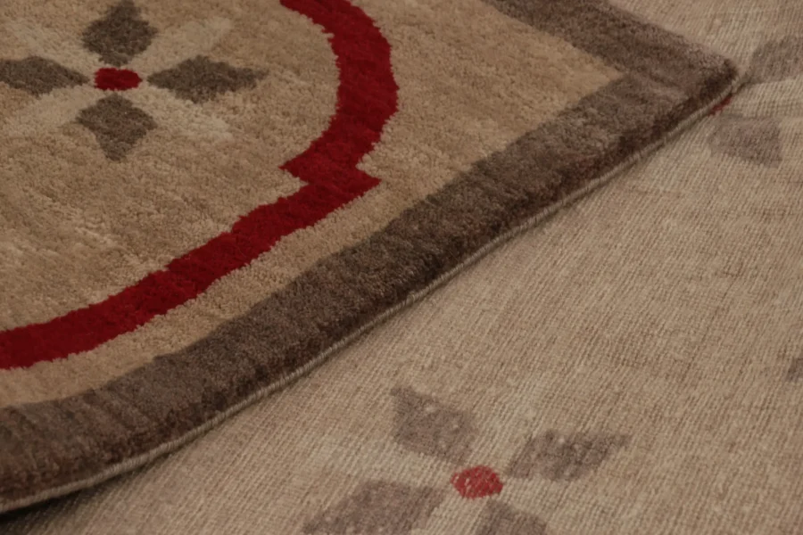 French Art Deco Floral Square Rug