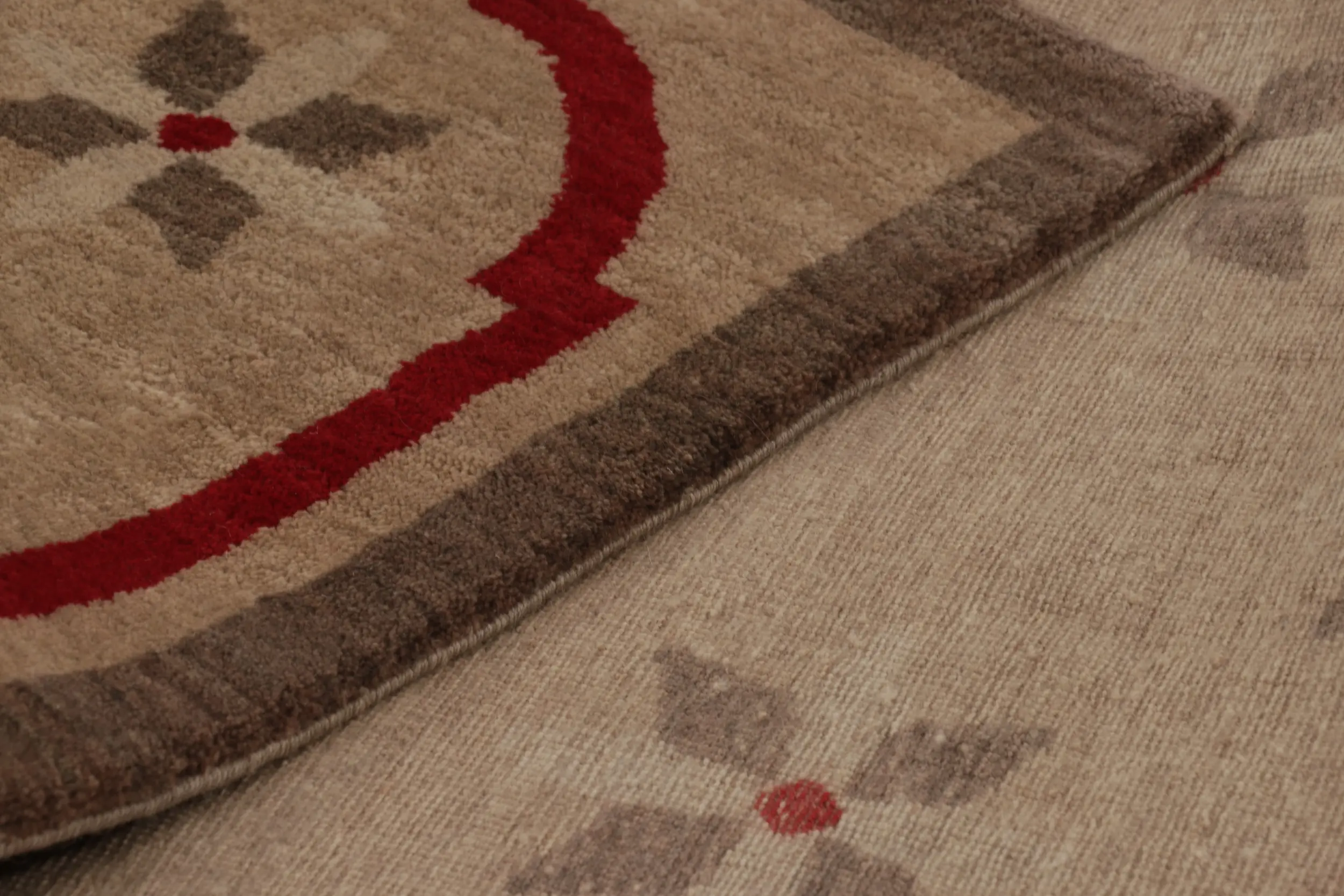French Art Deco Floral Square Rug