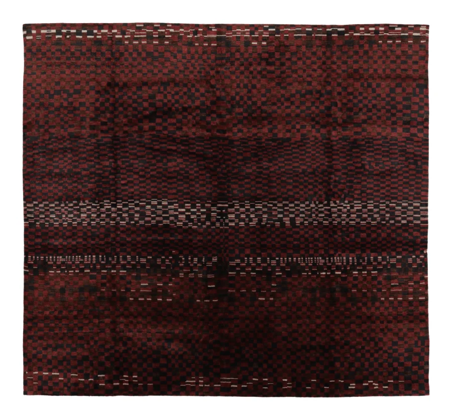 Rug & Kilim’s Oversized Moroccan Rug in Red and Black with Geometry Pattern