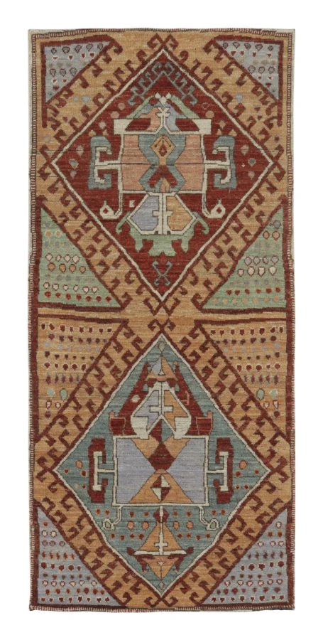 Rug & Kilim’s Kazak Runner Rug with Bold Tribal Medallions