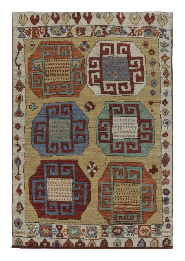 Rug & Kilim's Tribal Rug in Polychromatic Geometric Medallions & Patterns