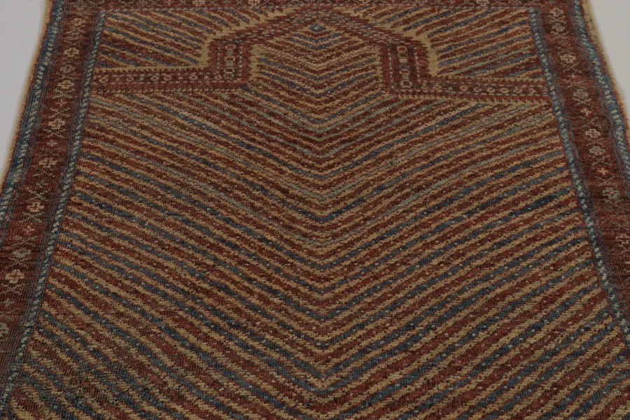 Hover image of Rug & Kilim’s Ghiordes Rug in Terracotta and Blue Traditional Design