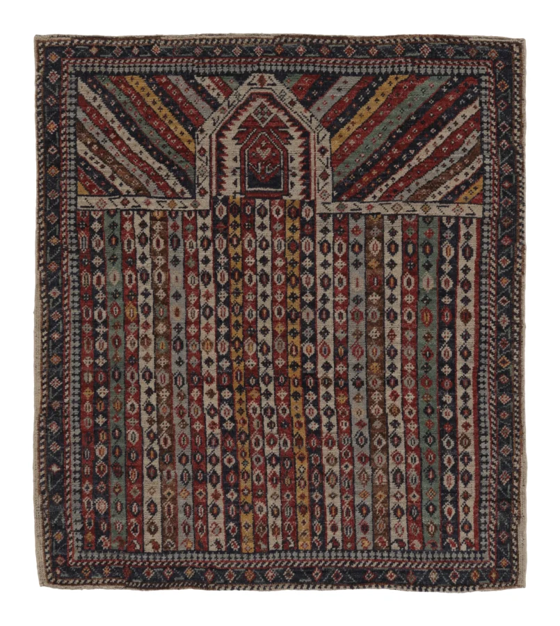 Rug & Kilim’s Ghiordes Rug with Polychromatic Vertical Bands
