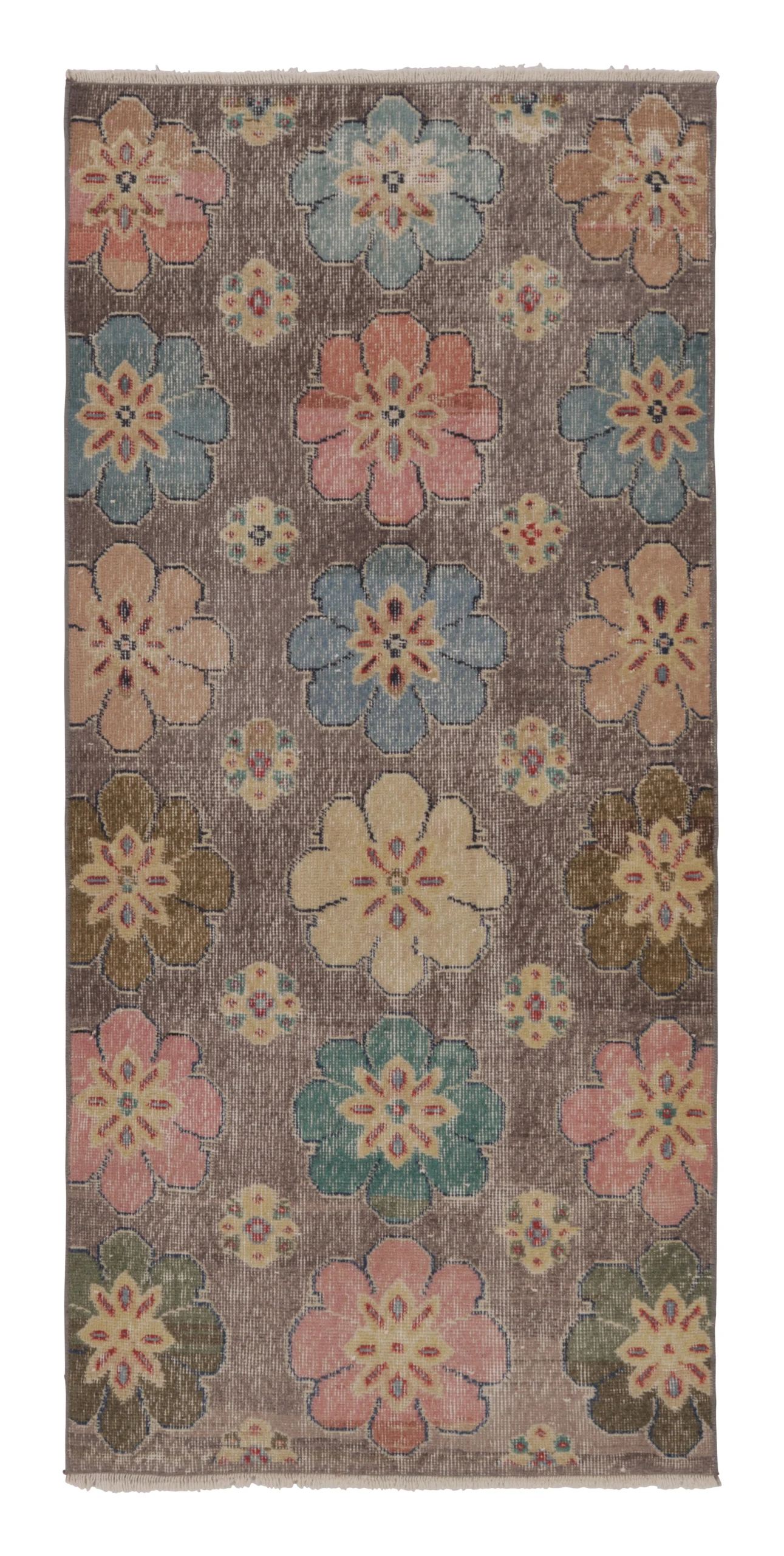 Vintage Turkish Distressed Runner Rug