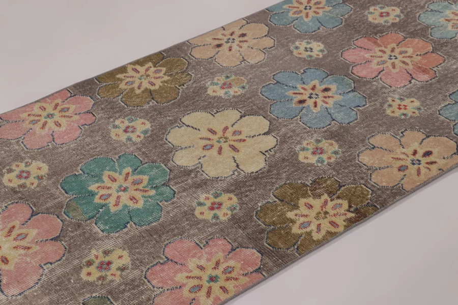 Vintage Turkish Distressed Runner Rug