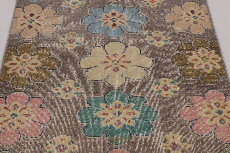 Vintage Turkish Distressed Runner Rug