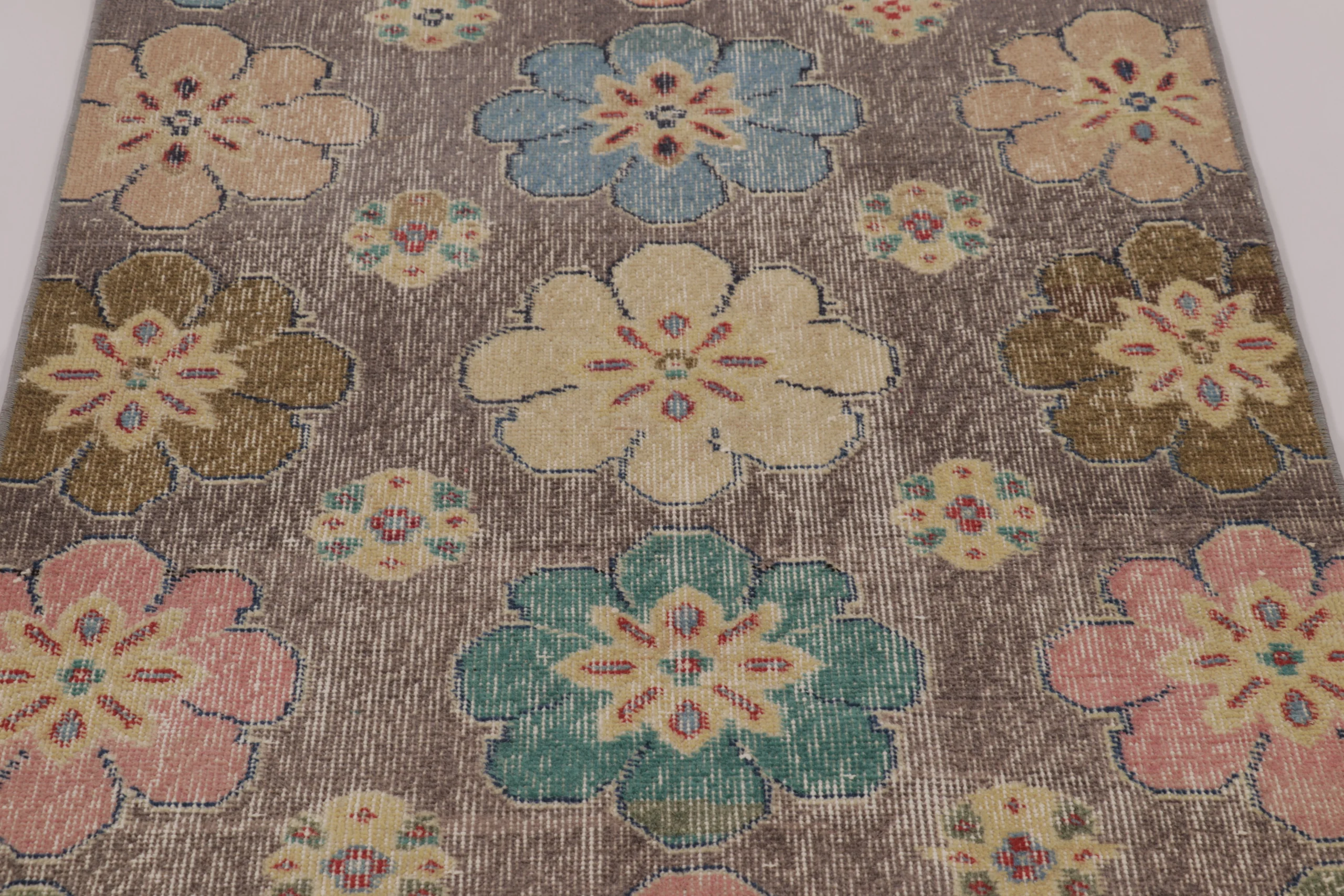 Vintage Turkish Distressed Runner Rug
