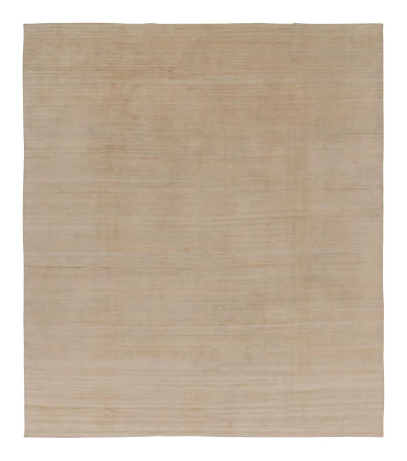 Rug & Kilim’s Modern Textural Rug, Solid Cream White and Beige Tone-on-Tone