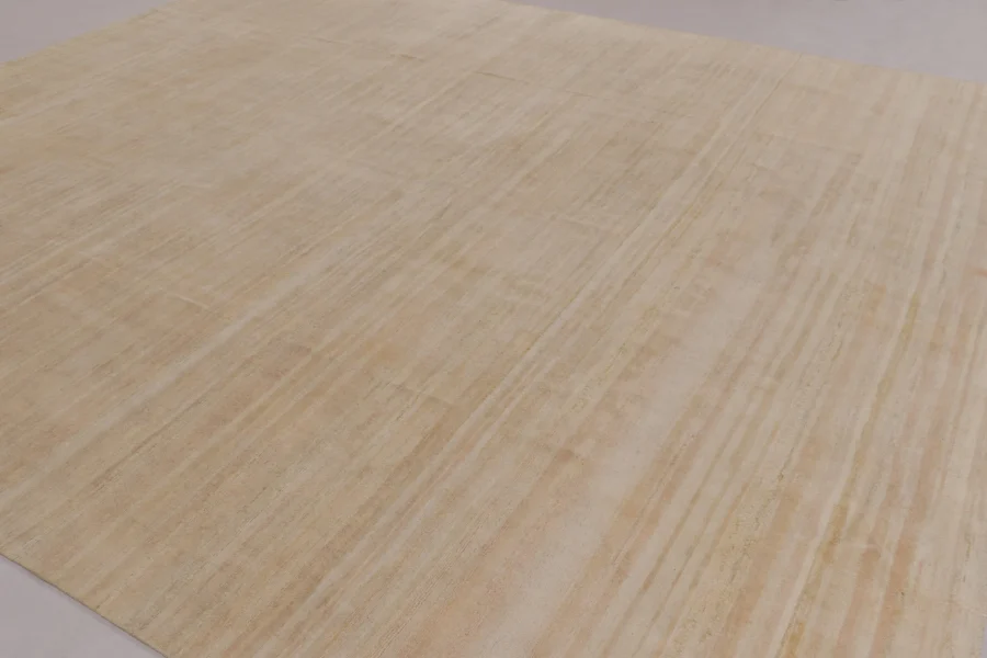 Hover image of Rug & Kilim’s Modern Textural Rug, Solid Cream White and Beige Tone-on-Tone