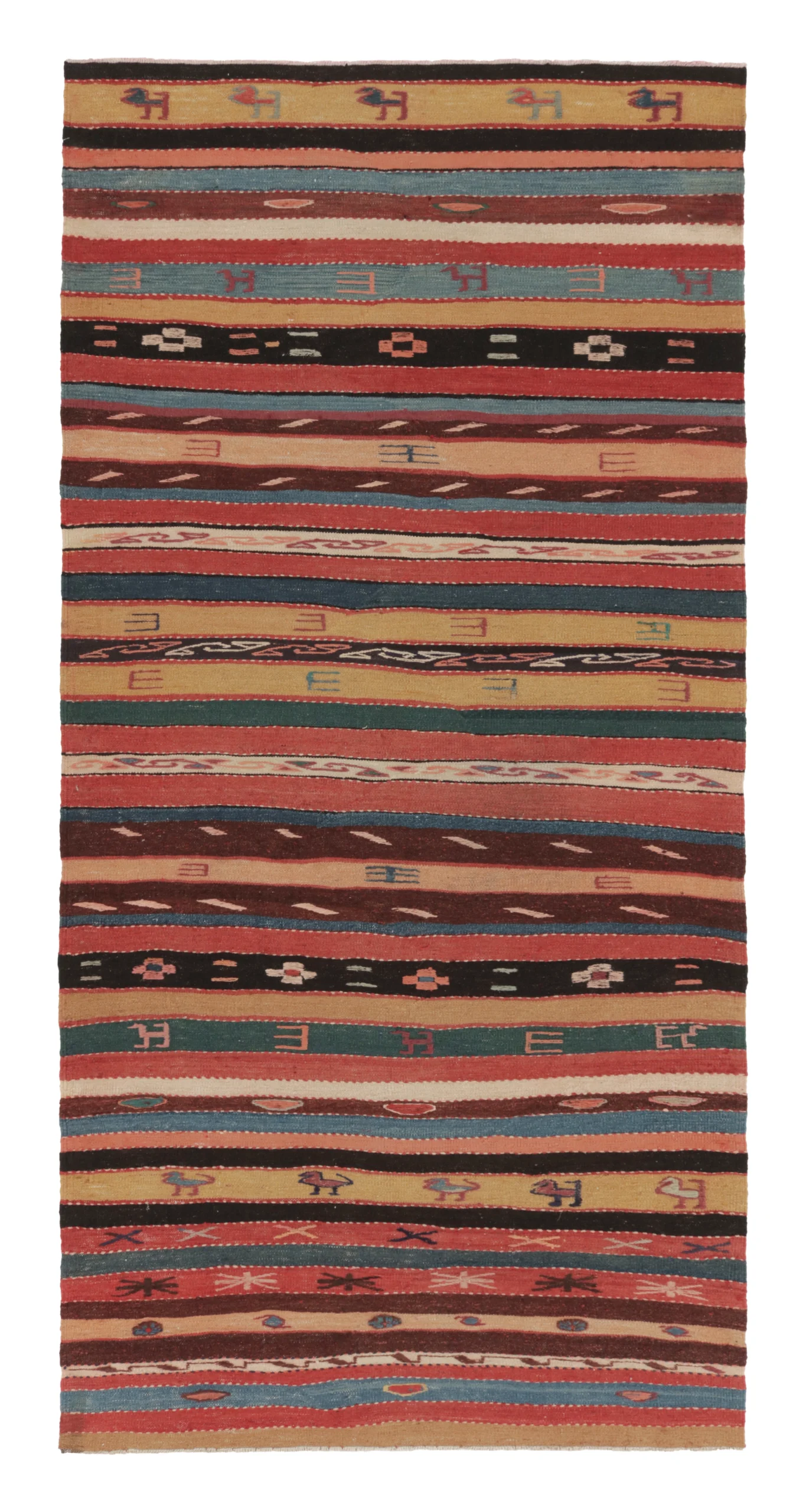 Vintage Persian Striped Runner Kilim