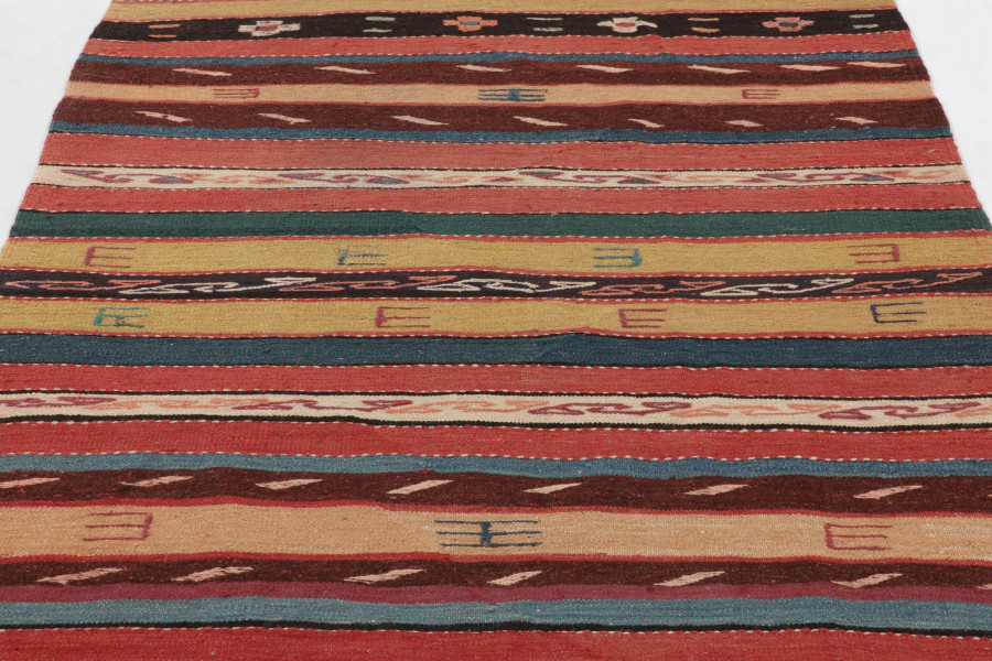 Vintage Persian Striped Runner Kilim