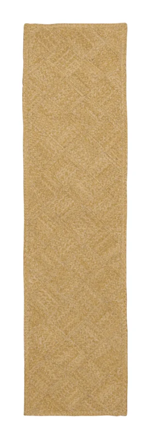 Rug & Kilim’s Contemporary Flatweave Runner Rug in Gold Geometric Pattern