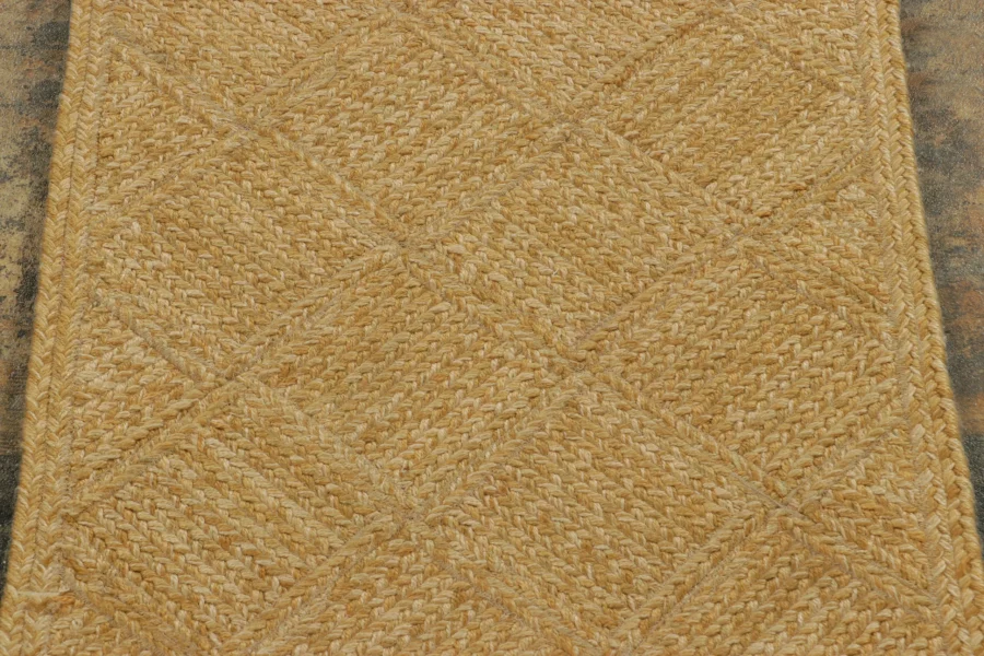 Hover image of Rug & Kilim’s Contemporary Flatweave Runner Rug in Gold Geometric Pattern