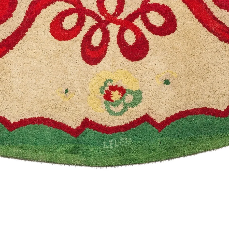 Signed Paule Leleu Vintage Art Deco Circle Rug