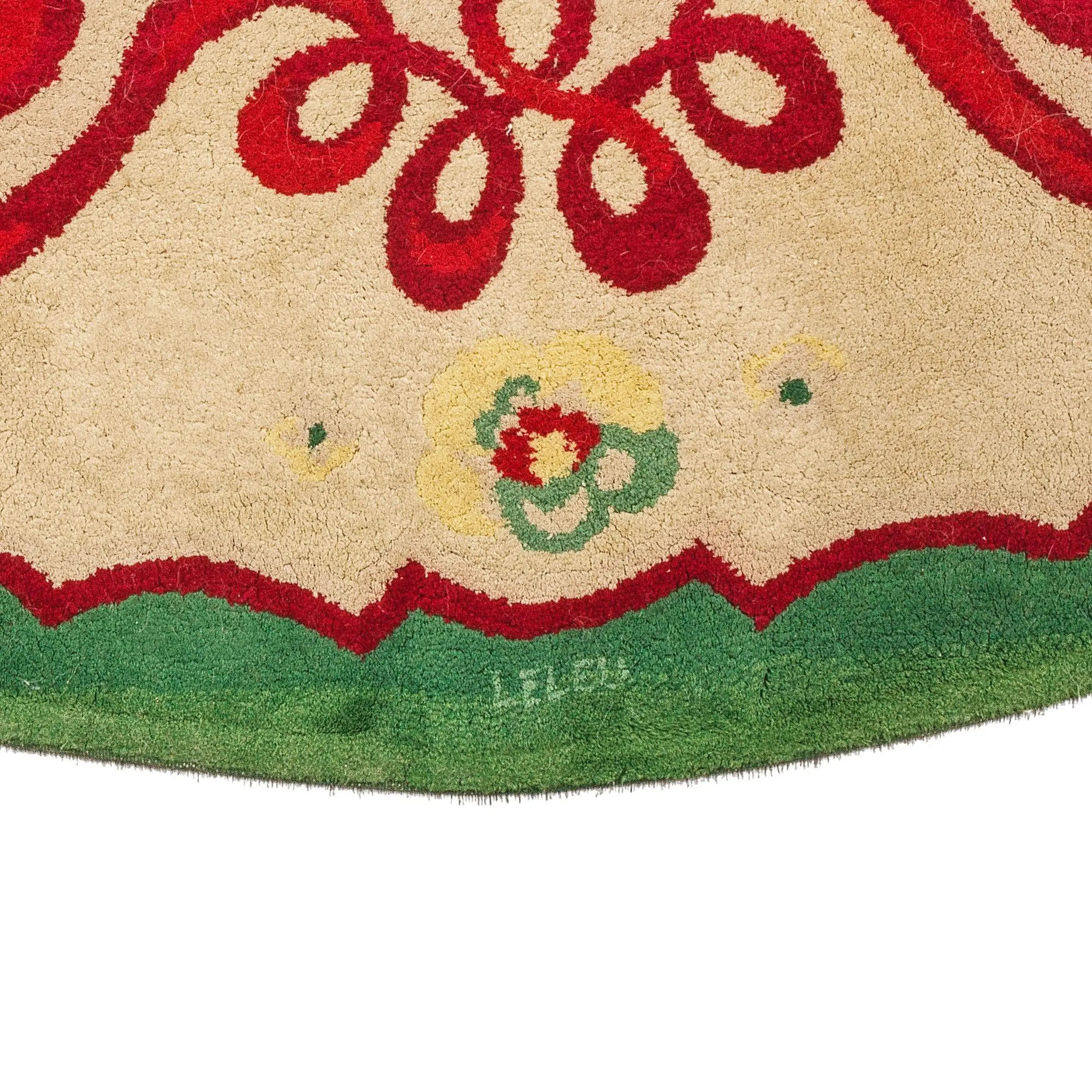 Signed Paule Leleu Vintage Art Deco Circle Rug