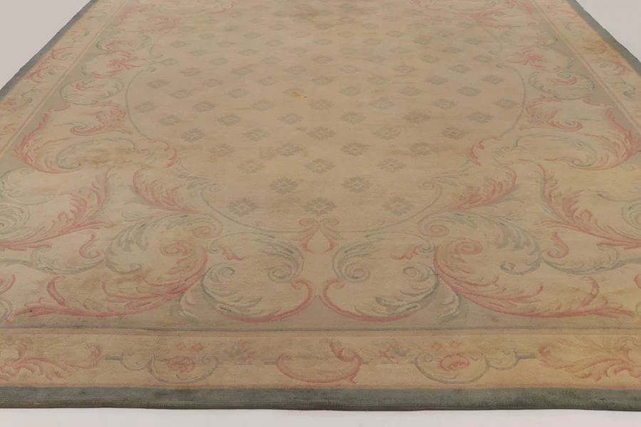 Oversized Vintage Savonnerie Distressed Rug