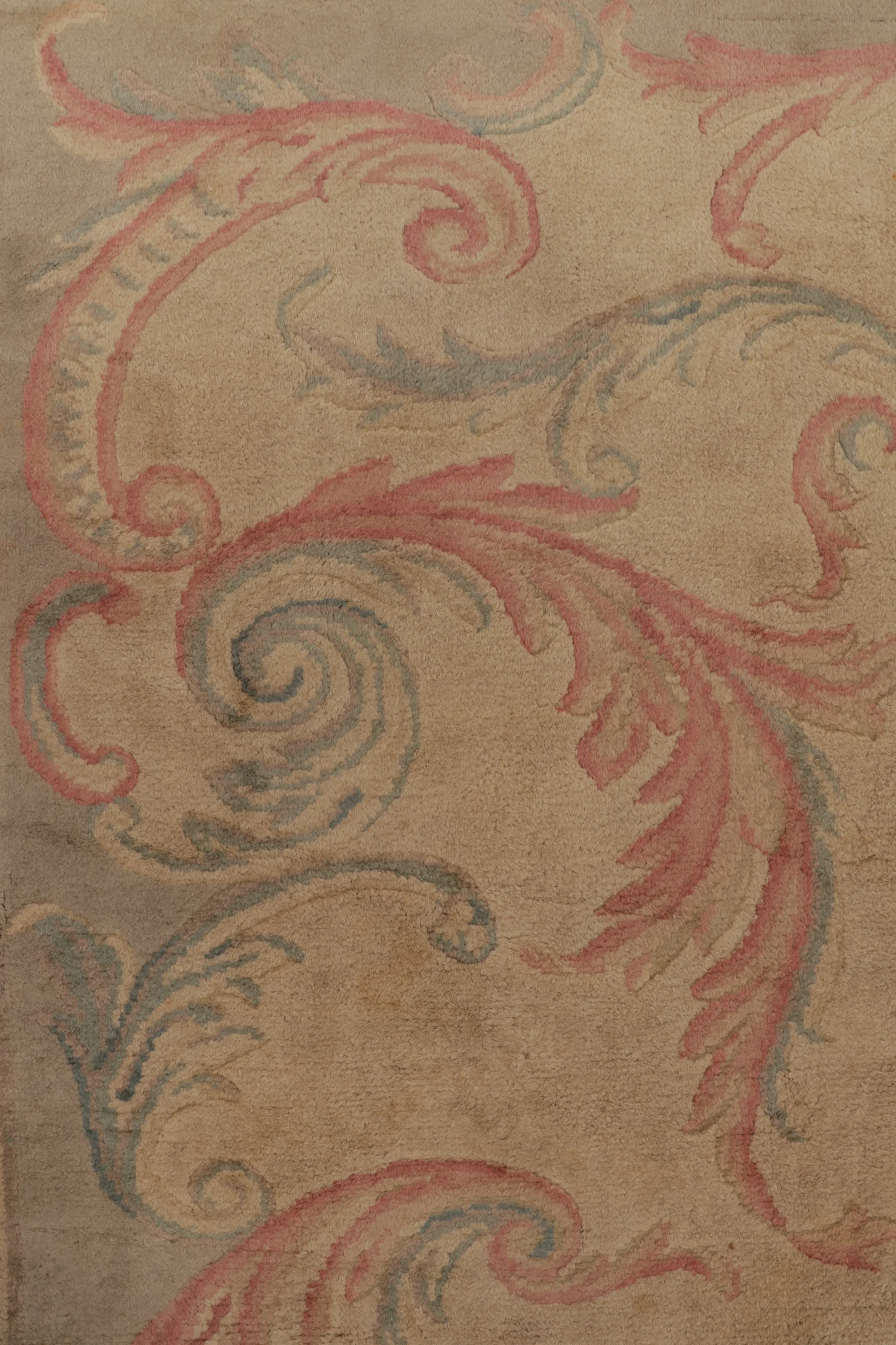 Oversized Vintage Savonnerie Distressed Rug