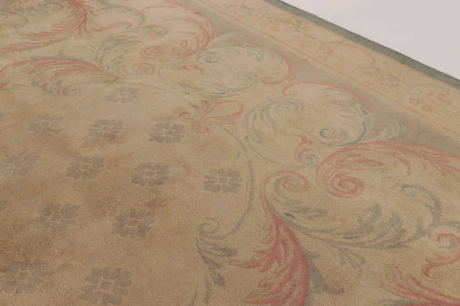 Oversized Vintage Savonnerie Distressed Rug