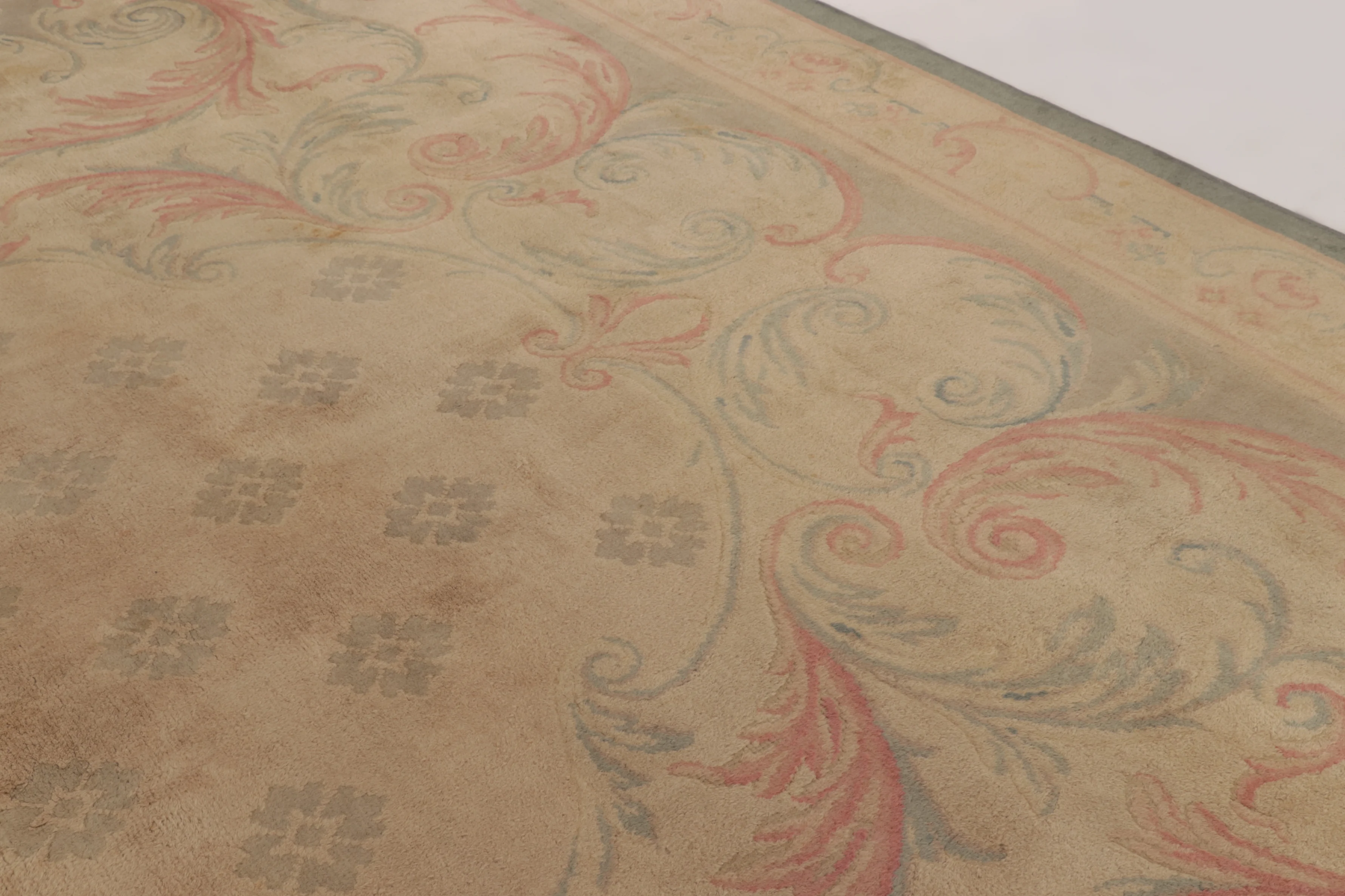Oversized Vintage Savonnerie Distressed Rug