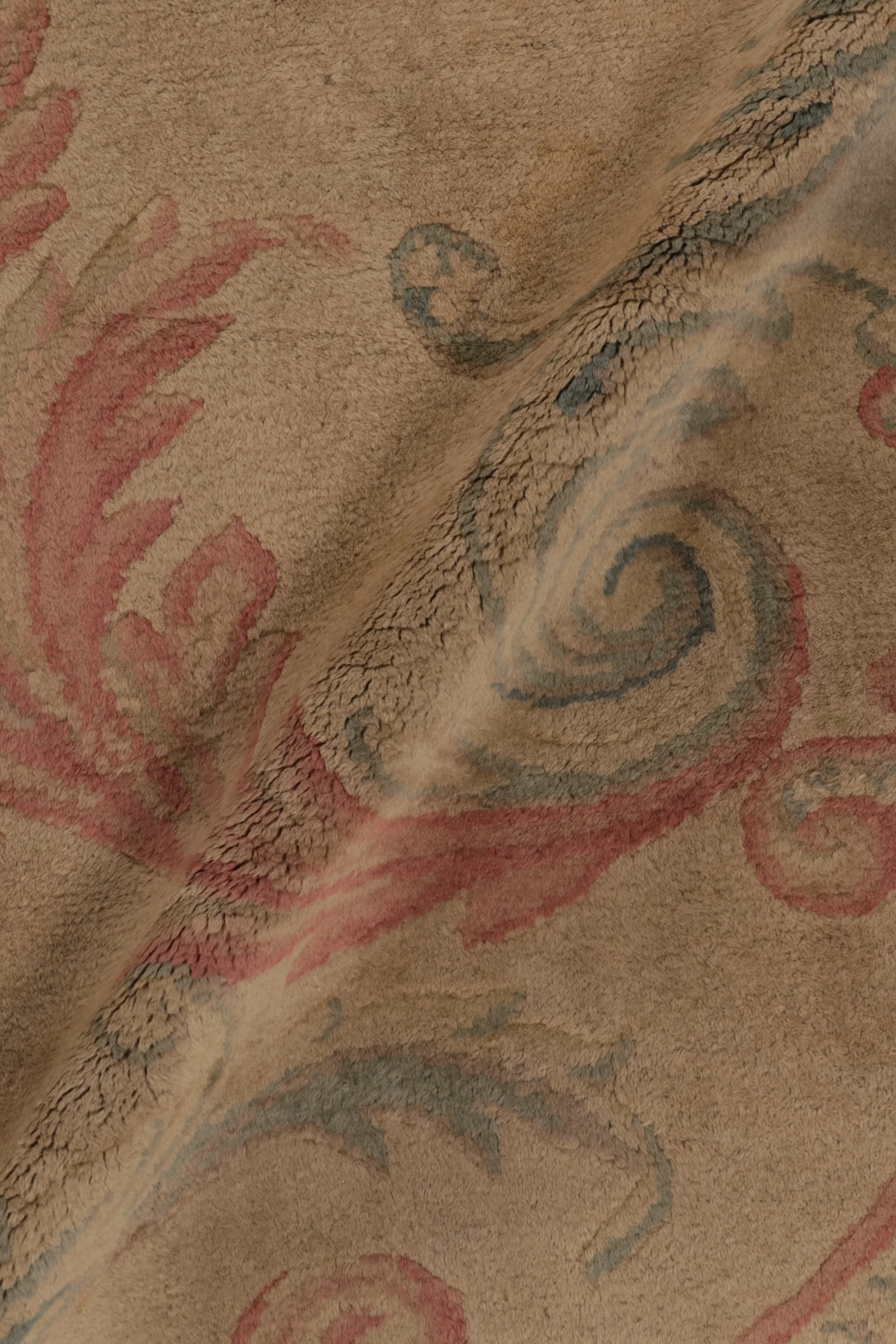 Oversized Vintage Savonnerie Distressed Rug