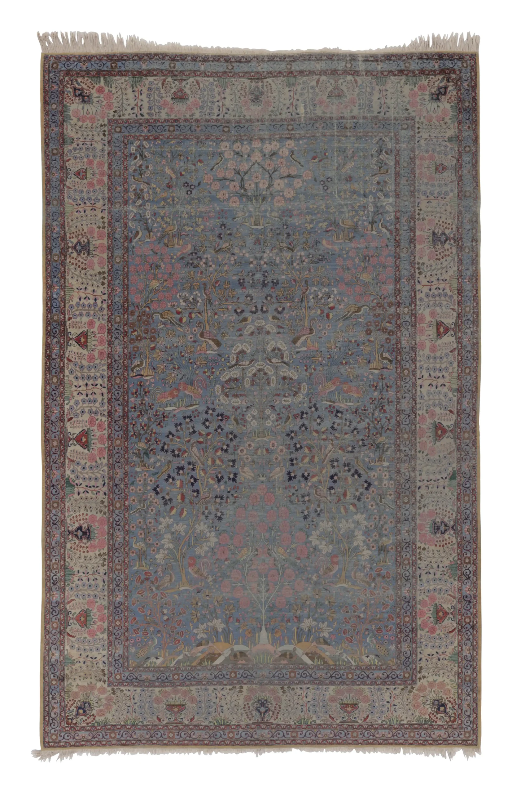 Antique Silk Kashan Runner Carpet