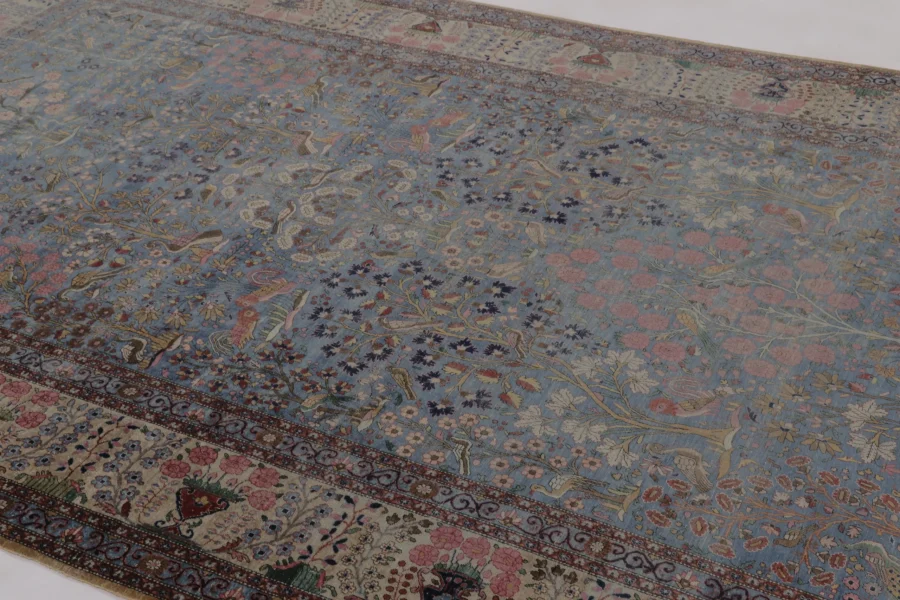 Antique Silk Kashan Runner Carpet