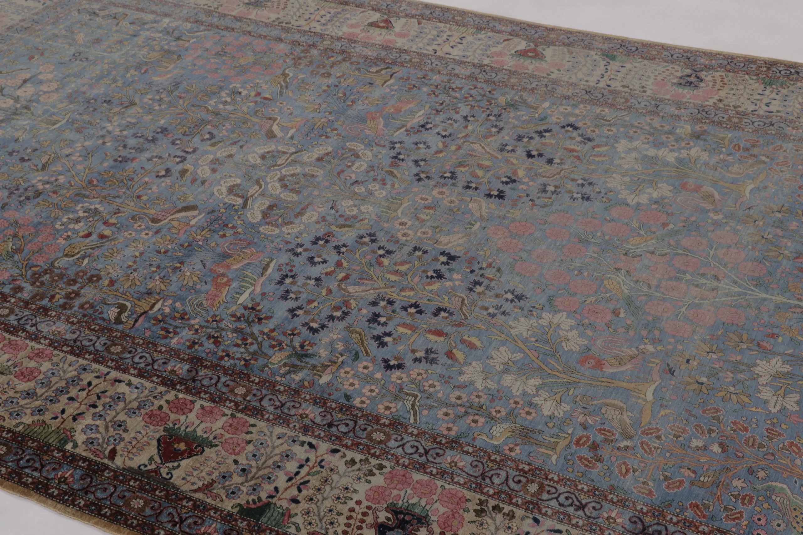 Antique Silk Kashan Runner Carpet