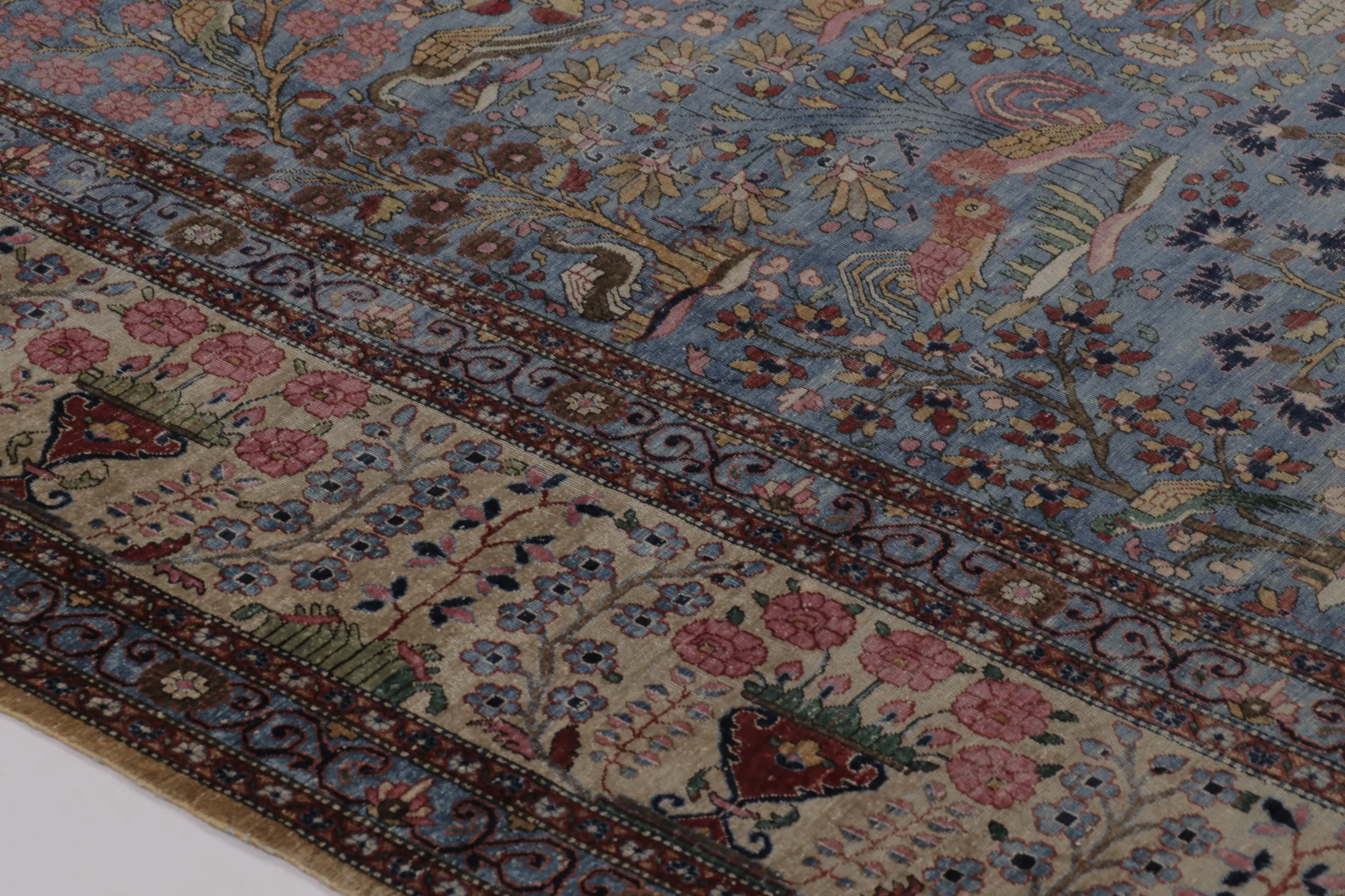 Antique Silk Kashan Runner Carpet