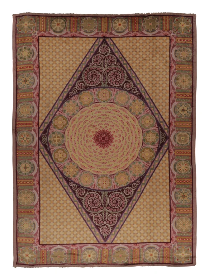 Antique Savonnerie Rug with Concentric Lozenge Medallion - Rug & Kilim