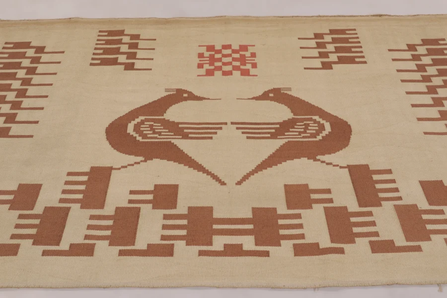 Hover image of Vintage Da Silva Bruhns French Art Deco Tapestry, Bird Pictorials - Rug & Kilim