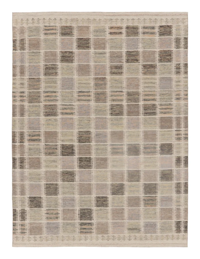Rug & Kilim's Contemporary Scandinavian Kilim Rug with Beige Geometric Design