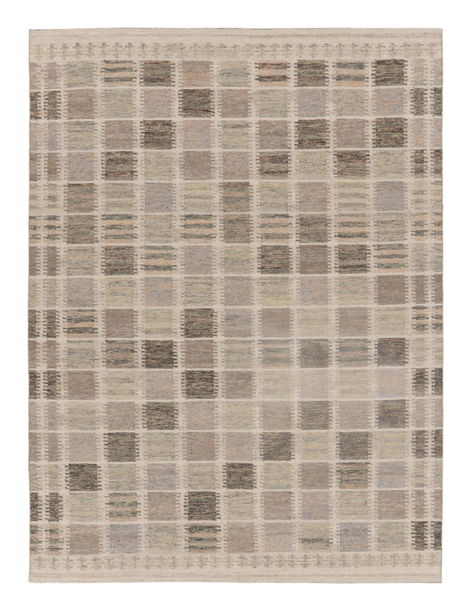 Rug & Kilim's Contemporary Scandinavian Kilim Rug with Beige Geometric Design