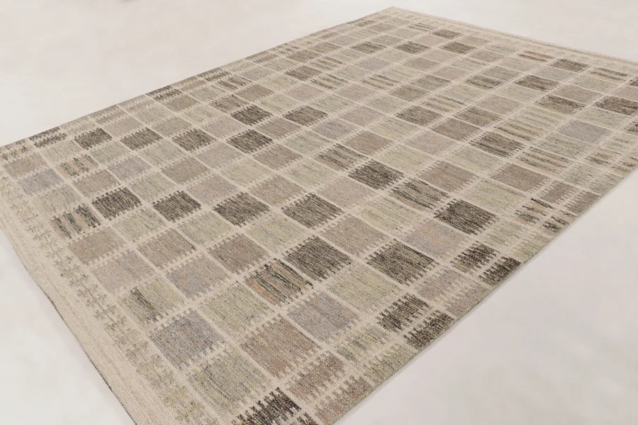 Hover image of Rug & Kilim's Contemporary Scandinavian Kilim Rug with Beige Geometric Design