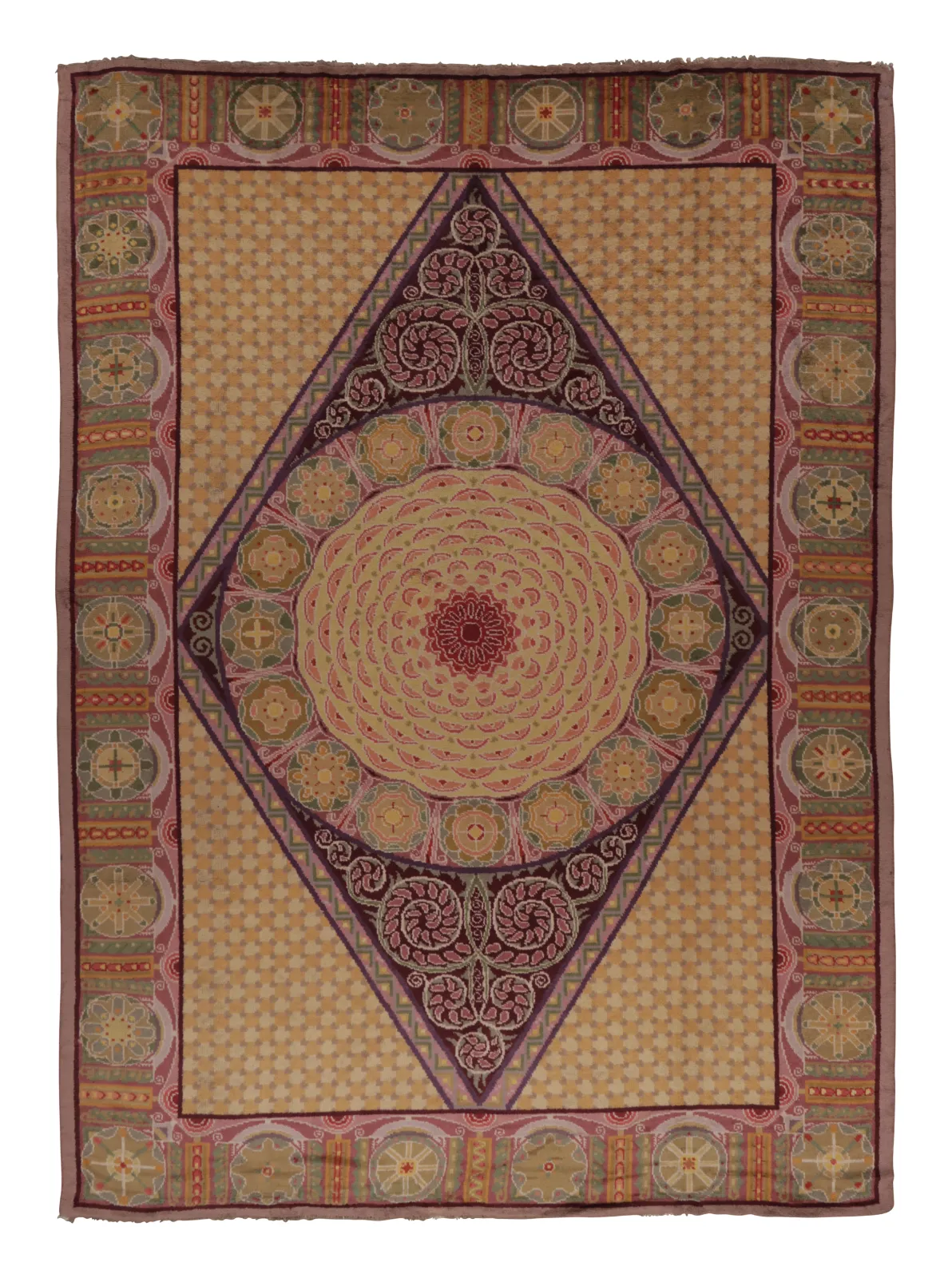 Oversized Antique French Deco Floral Rug
