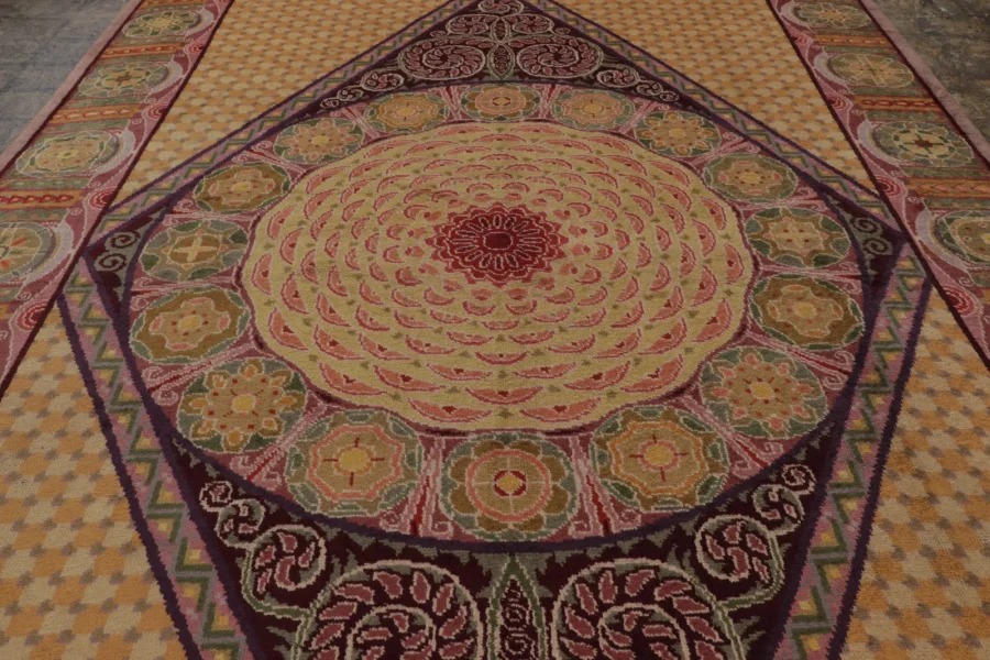 Oversized Antique French Deco Floral Rug