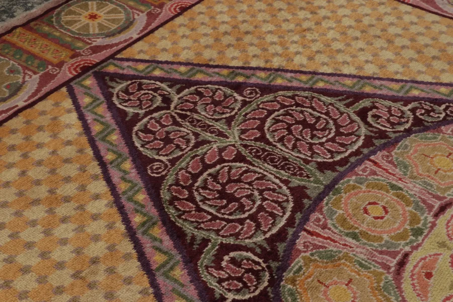 Oversized Antique French Deco Floral Rug