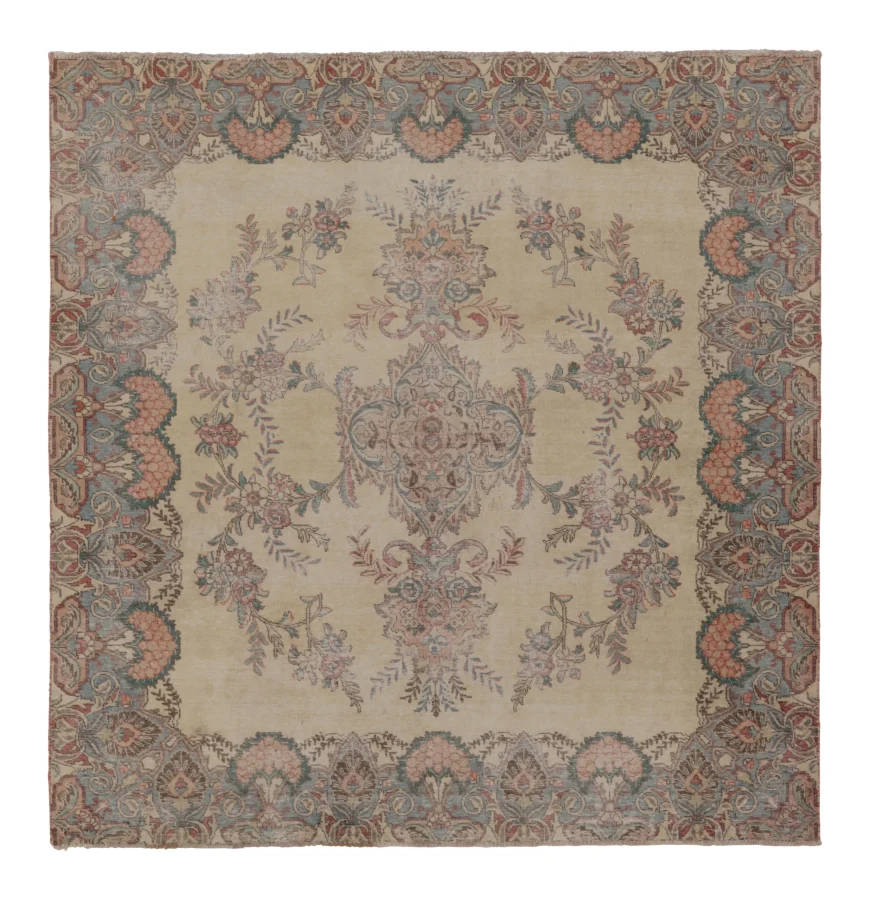 Rug & Kilim’s Square Distressed Persian Rug in Chobi Tones