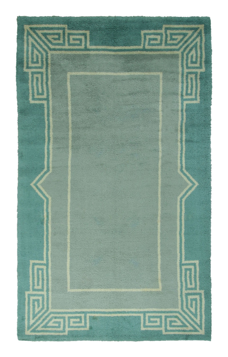 André Arbus Vintage French Art Deco Rug in Blue - Rug & Kilim