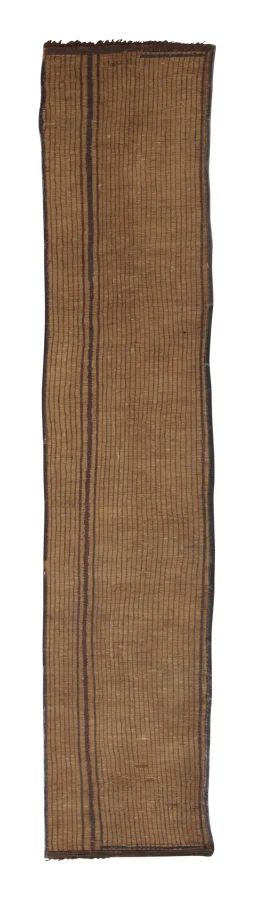 Vintage Tuareg Mat Runner, Brown with Rich Leather Stripes – Rug & Kilim