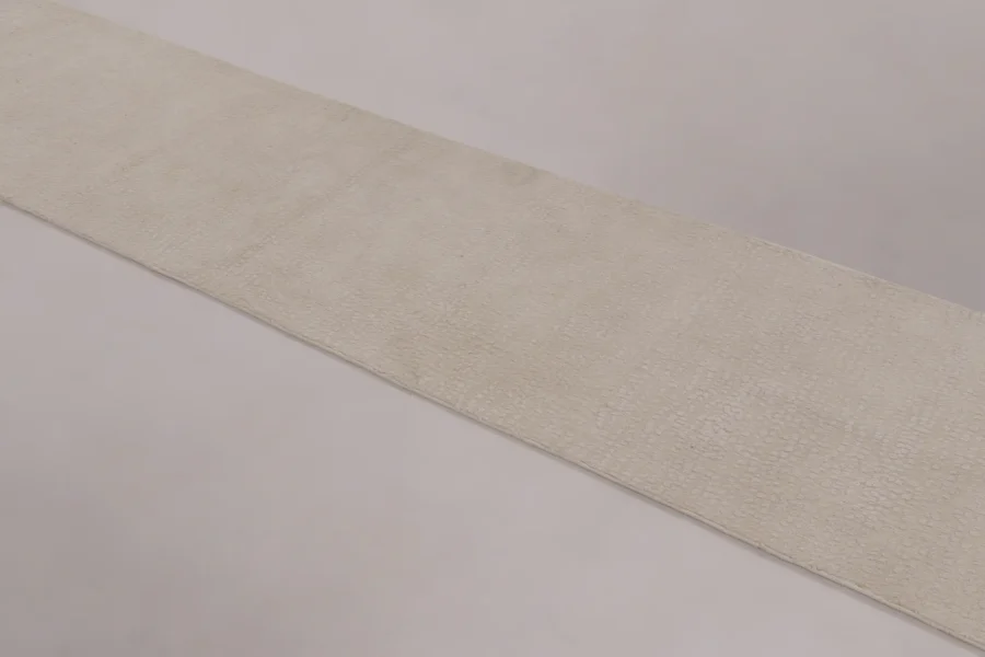 Hover image of Rug & Kilim’s Modern Runner Rug, Subtle Textural Pattern in Tone-on-Tone White
