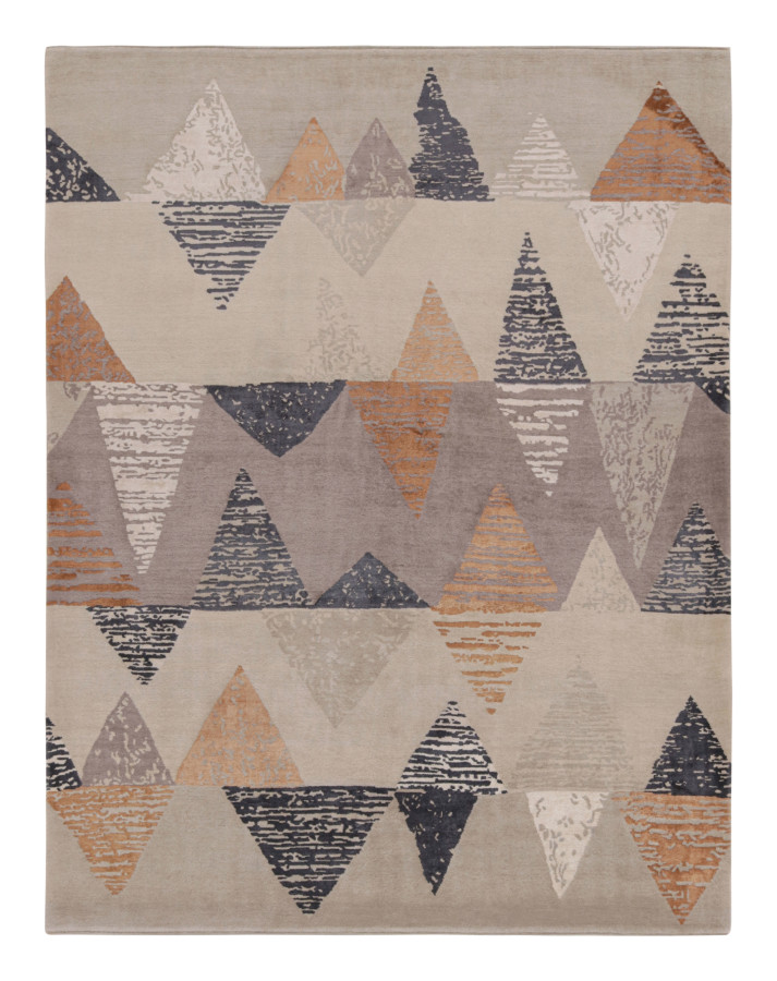 Rug & Kilim’s Mid-Century Modern Rug in Gray Geometric Pattern