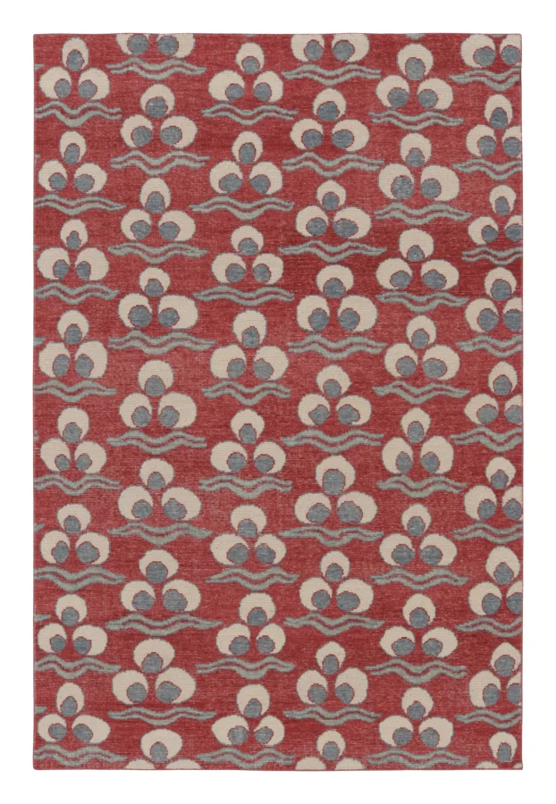 Rug & Kilim's Distressed Rug, Brick Red with Chintamani Patterns