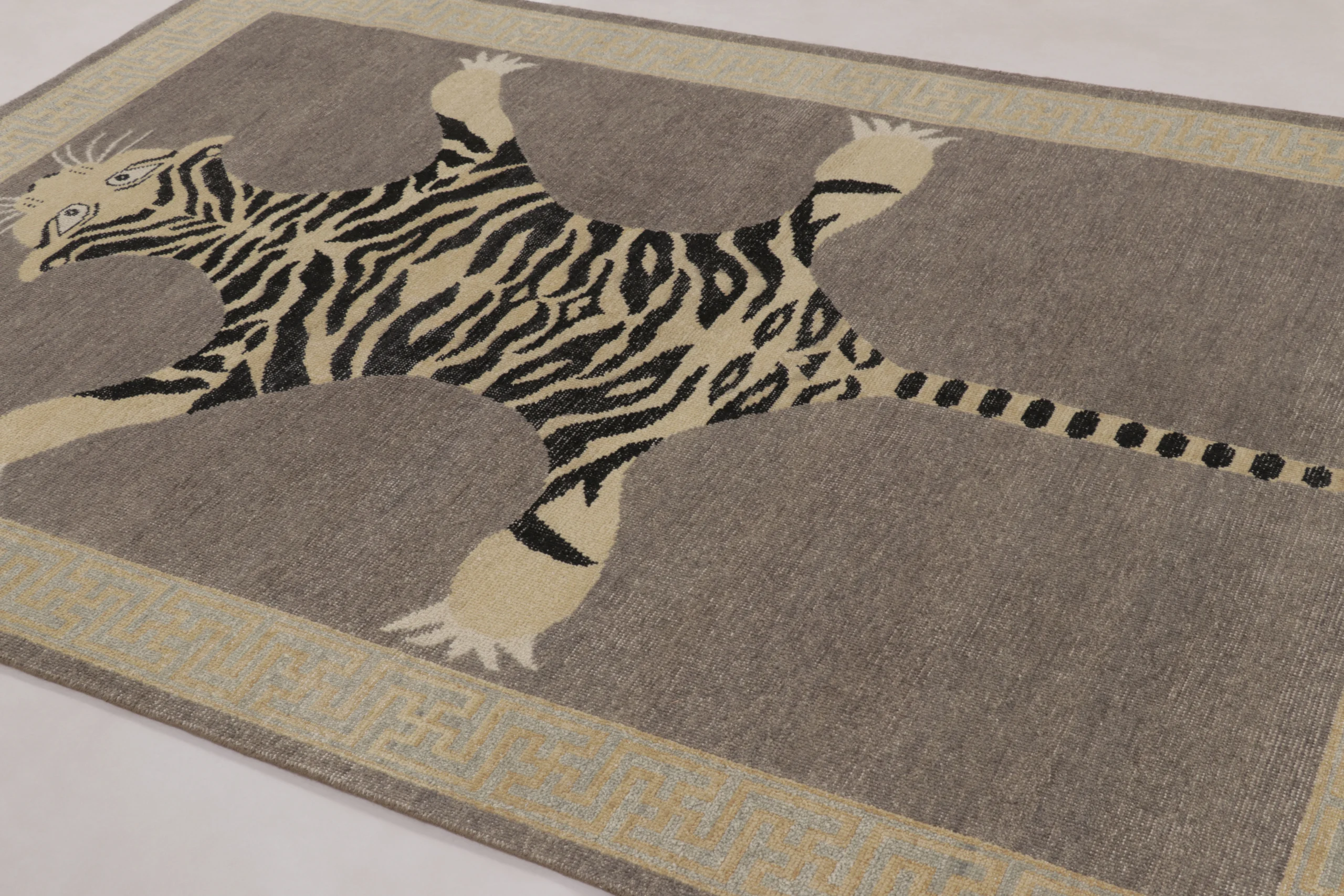 Modern Distressed Tiger Rug