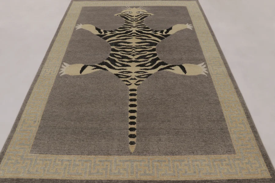 Modern Distressed Tiger Rug